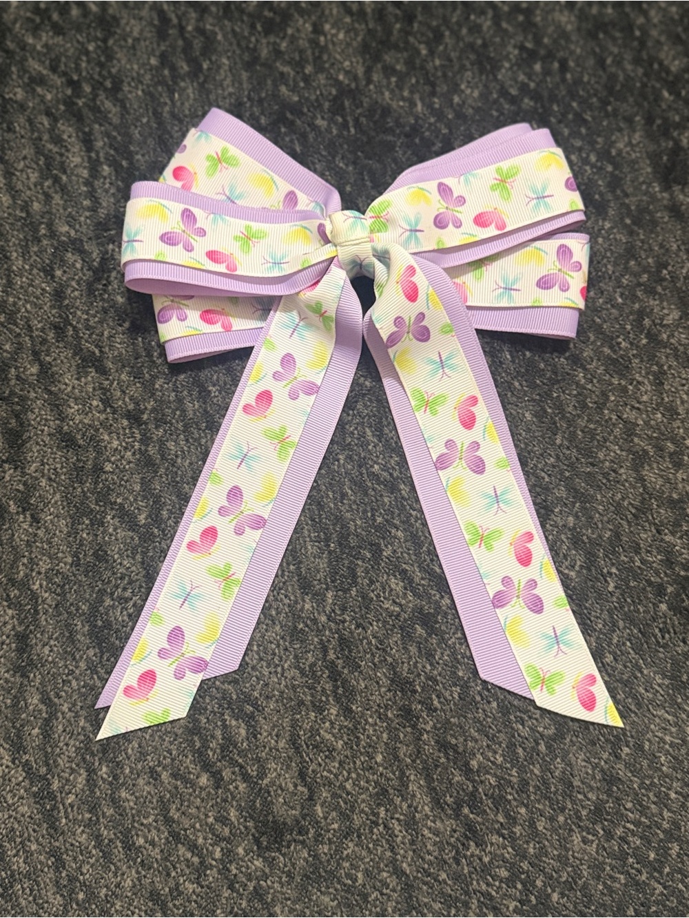 Kids Lavender Butterfly Print Hair Bow